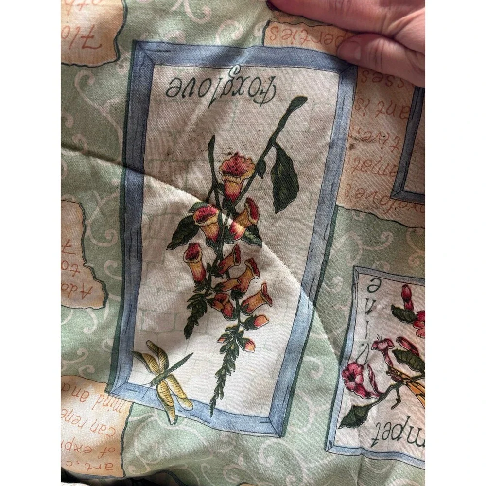 dan river comforter rare cottagecore gardening floral bird queen blanket vintage